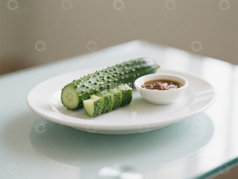 高清大图下载【趣麦麦图】黄瓜配酱碟，清新健康小食