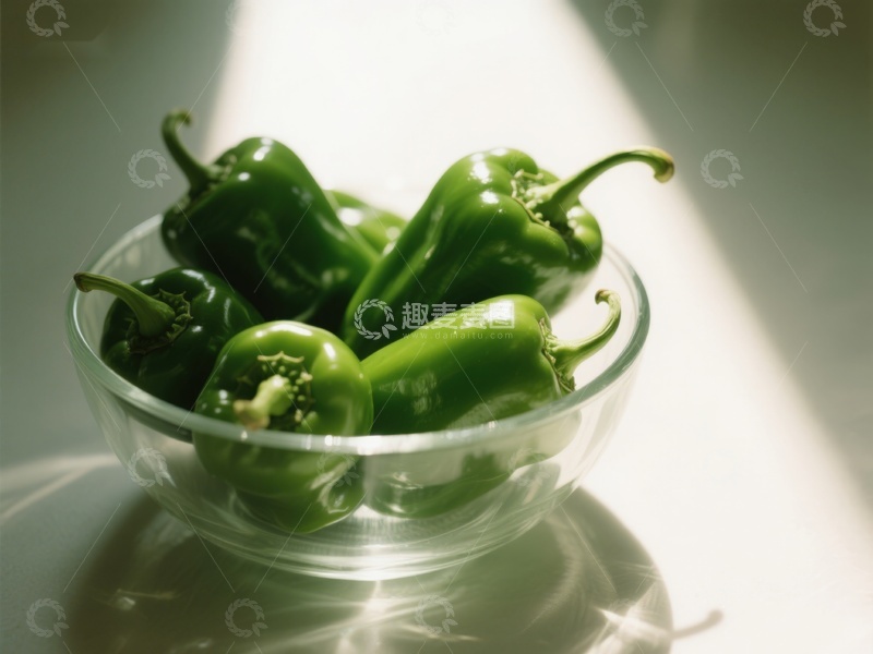 高清大图下载【趣麦麦图】透明碗中的青椒