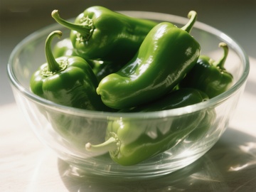 玻璃碗中的青椒