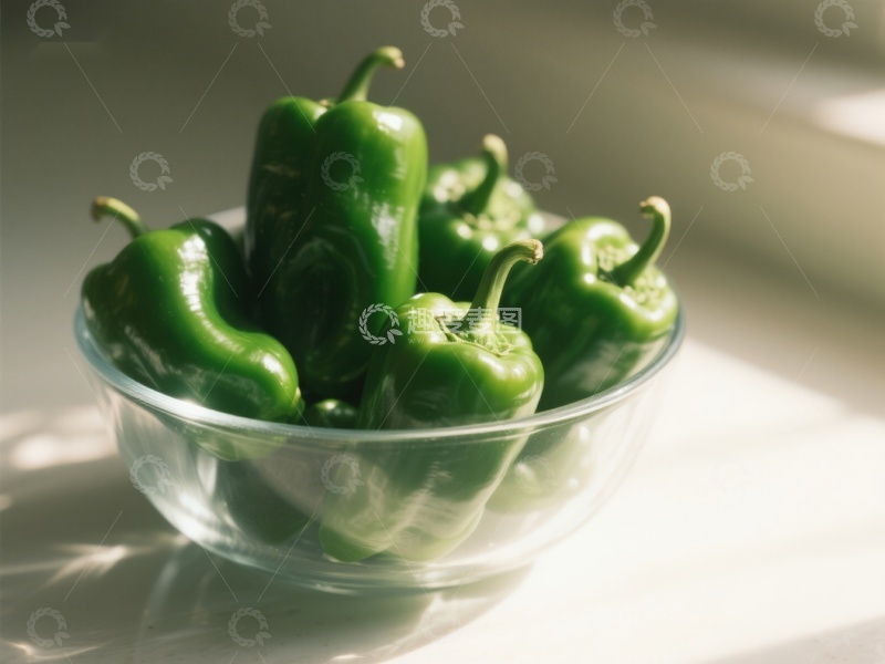 高清大图下载【趣麦麦图】玻璃碗中的青椒