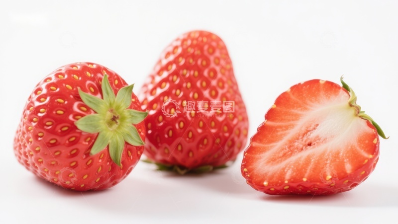 高清大图下载【趣麦麦图】新鲜草莓与切片展示