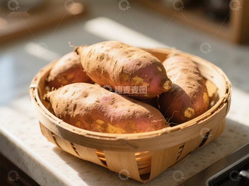 高清大图下载【趣麦麦图】竹篮中的红薯