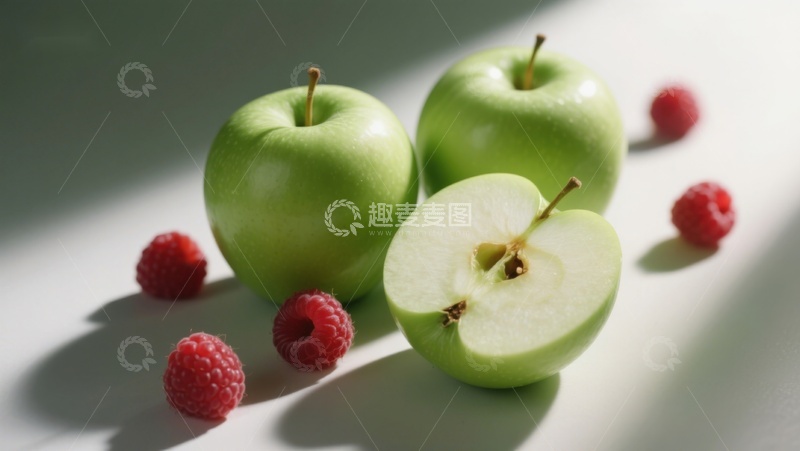 高清大图下载【趣麦麦图】青苹果与覆盆子的清新组合