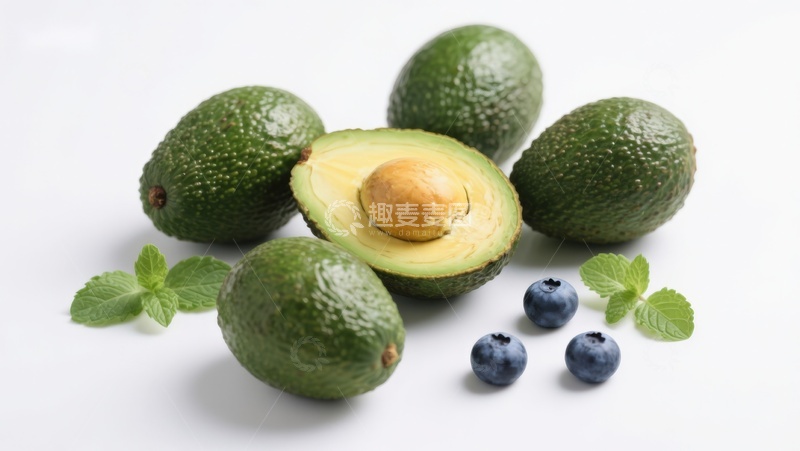 高清大图下载【趣麦麦图】新鲜牛油果与蓝莓的健康组合