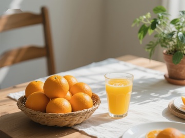 橙子与橙汁的清新早餐