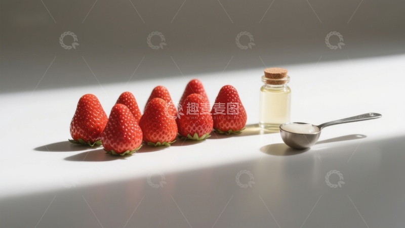 高清大图下载【趣麦麦图】草莓与精油的静物组合