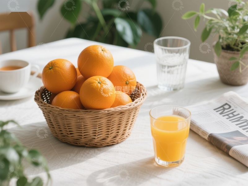 高清大图下载【趣麦麦图】橙子与果汁的清新早晨