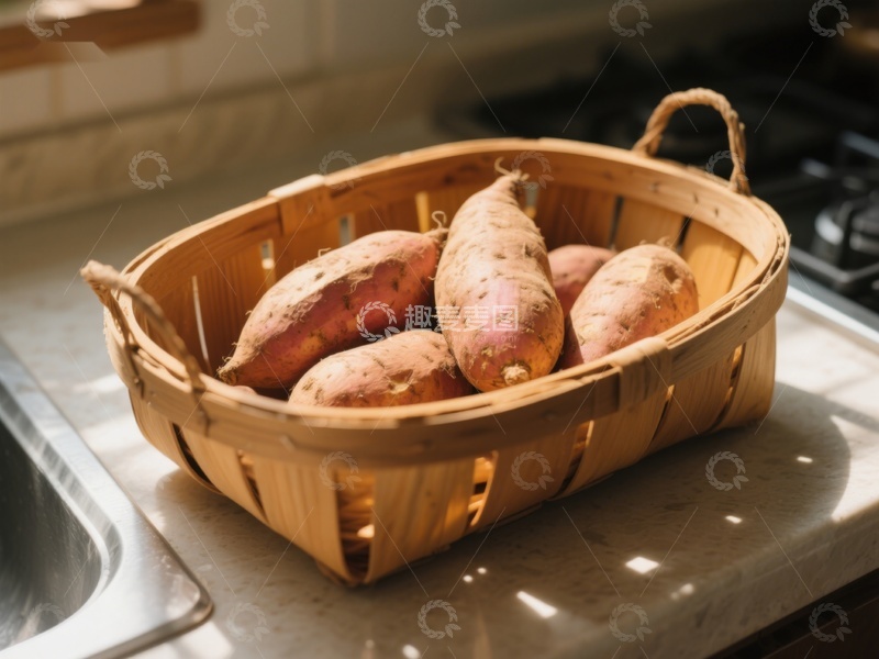 高清大图下载【趣麦麦图】篮子里的红薯
