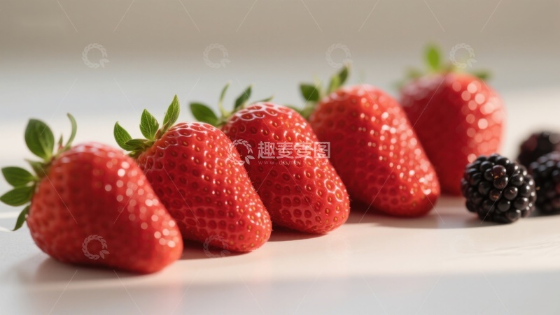 高清大图下载【趣麦麦图】新鲜草莓与黑莓的特写