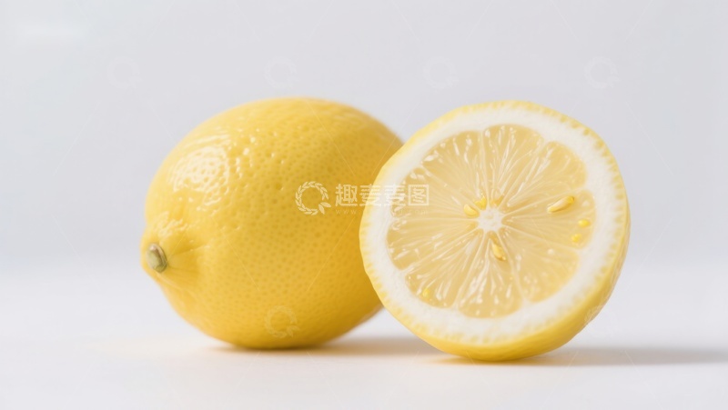 高清大图下载【趣麦麦图】新鲜柠檬，一半切开展示