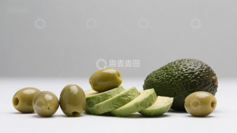 高清大图下载【趣麦麦图】新鲜橄榄与切片鳄梨展示
