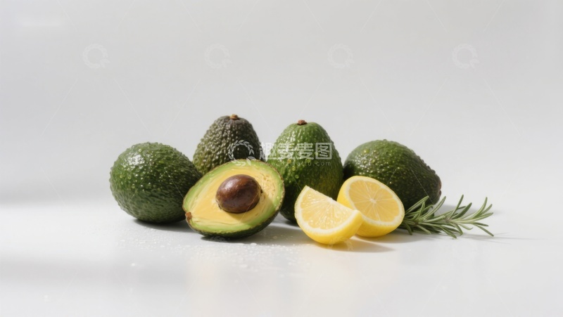 高清大图下载【趣麦麦图】新鲜牛油果与柠檬切片