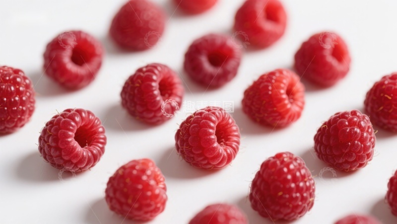 高清大图下载【趣麦麦图】新鲜覆盆子散落白色背景