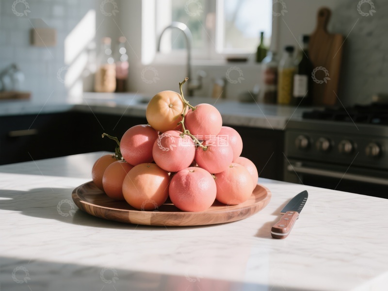 高清大图下载【趣麦麦图】厨房台面上的桃子堆