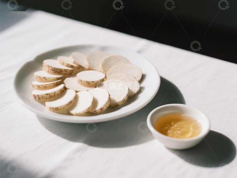 高清大图下载【趣麦麦图】切片山药配蜂蜜，简约美食