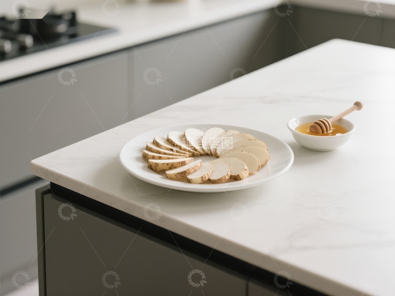 高清大图下载【趣麦麦图】现代厨房中的面包片与蜂蜜