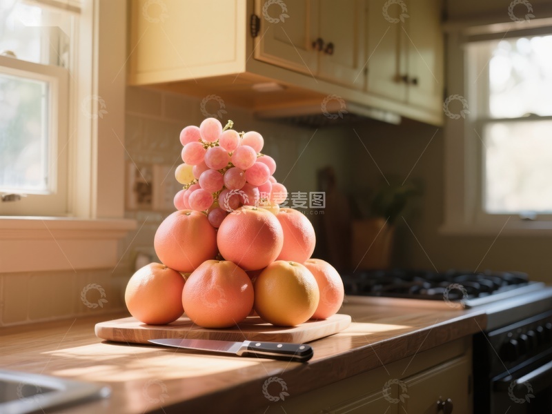高清大图下载【趣麦麦图】厨房台面上的水果堆