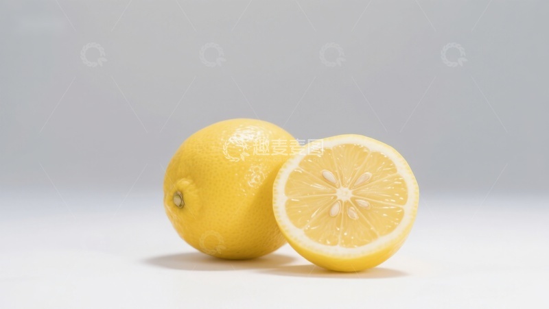 高清大图下载【趣麦麦图】新鲜柠檬，一半切开展示