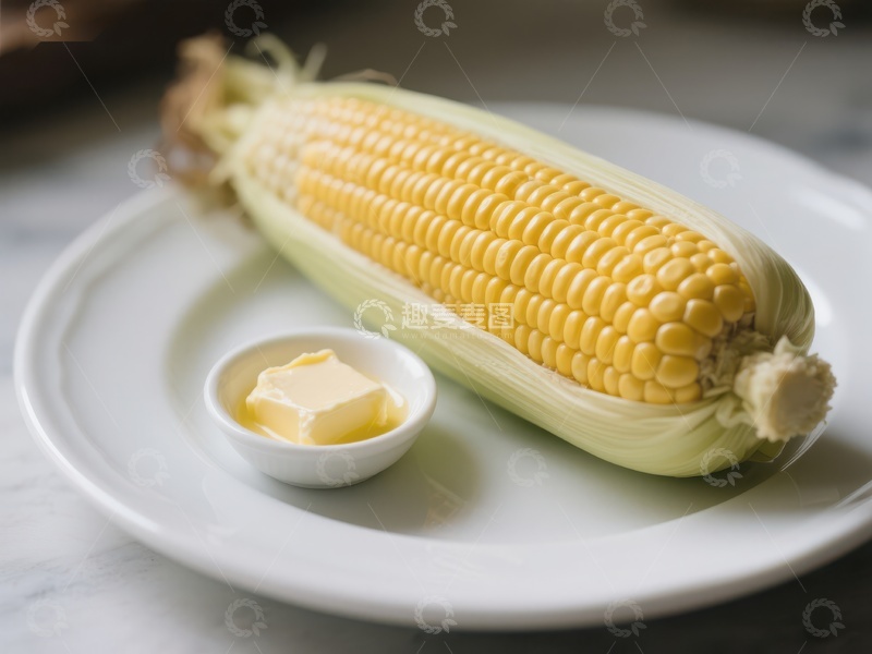 高清大图下载【趣麦麦图】新鲜玉米配黄油，简约美食