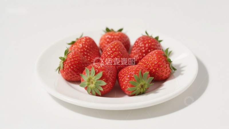 高清大图下载【趣麦麦图】新鲜草莓置于白色盘中