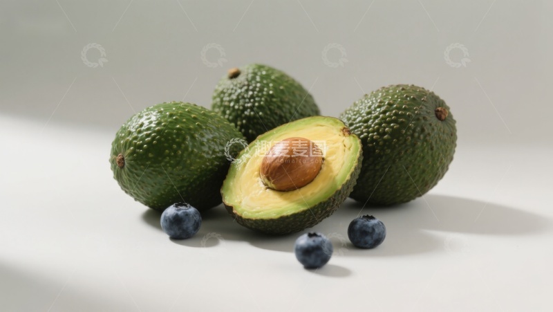 高清大图下载【趣麦麦图】新鲜牛油果与蓝莓静物图