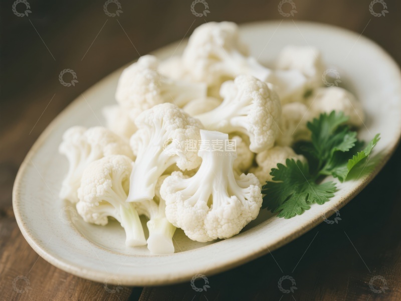 高清大图下载【趣麦麦图】新鲜花椰菜配香菜