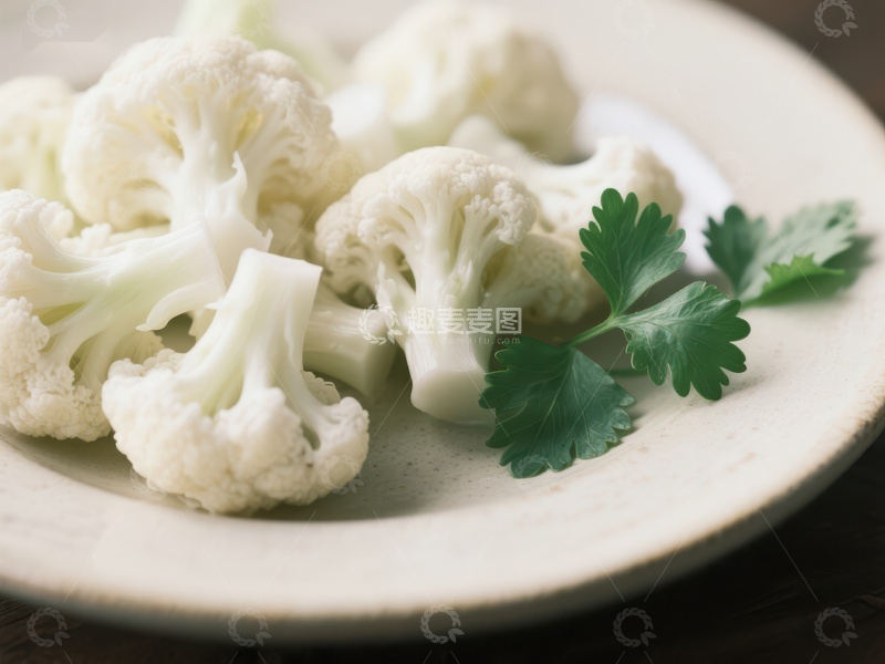 高清大图下载【趣麦麦图】新鲜花椰菜与香菜装饰