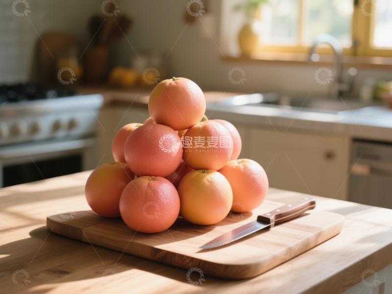 高清大图下载【趣麦麦图】厨房台面上的柚子堆