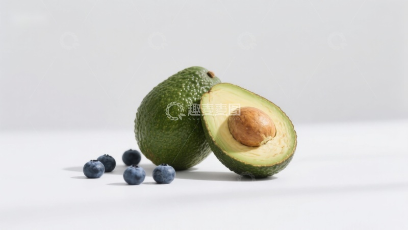 高清大图下载【趣麦麦图】新鲜牛油果与蓝莓特写