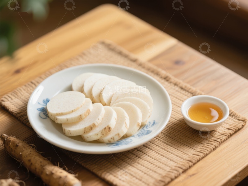 高清大图下载【趣麦麦图】切片山药与蜂蜜，健康美食