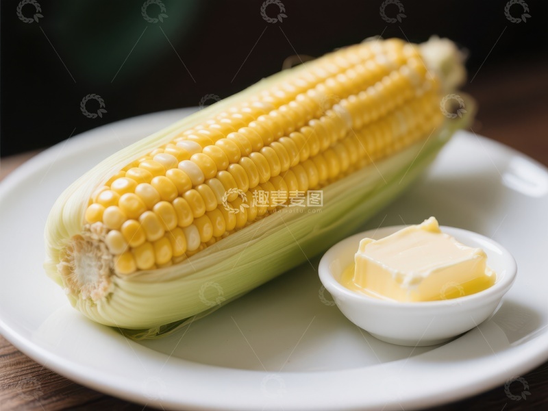 高清大图下载【趣麦麦图】新鲜玉米配黄油，美味健康