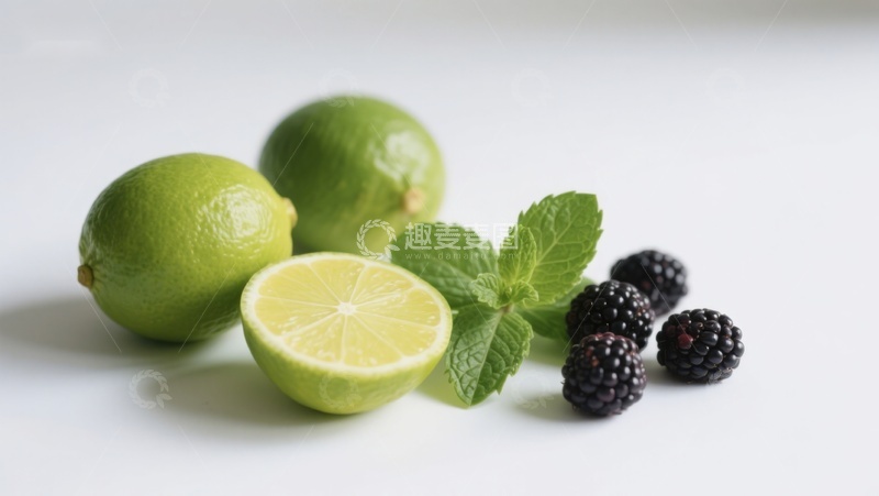 高清大图下载【趣麦麦图】青柠黑莓与薄荷的清新组合