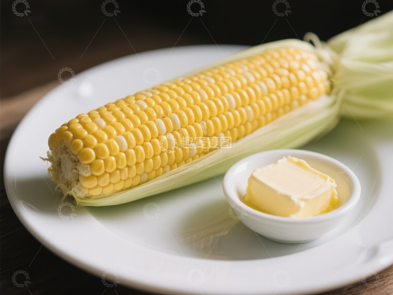 高清大图下载【趣麦麦图】新鲜玉米配黄油，美味健康