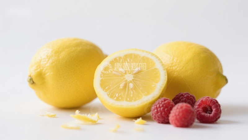 高清大图下载【趣麦麦图】新鲜柠檬与覆盆子的组合