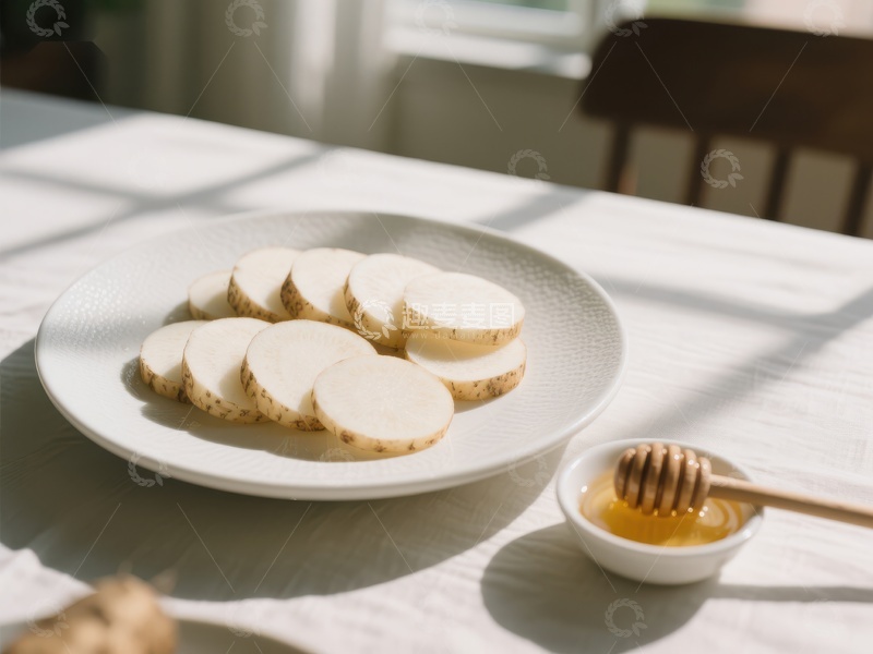 高清大图下载【趣麦麦图】切片山药与蜂蜜的清新组合