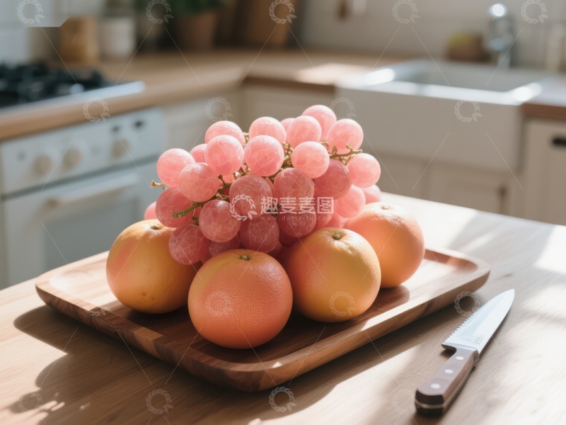 高清大图下载【趣麦麦图】厨房台面上的水果拼盘