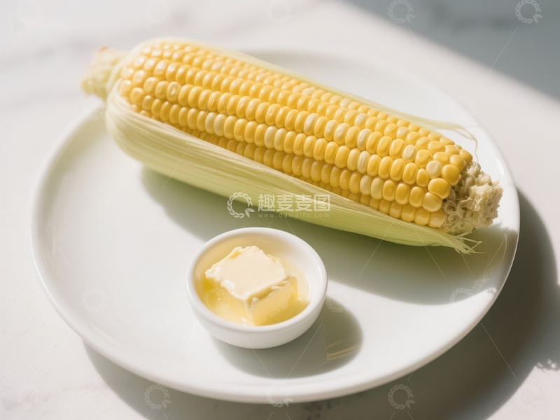 高清大图下载【趣麦麦图】新鲜玉米配黄油，简约美食