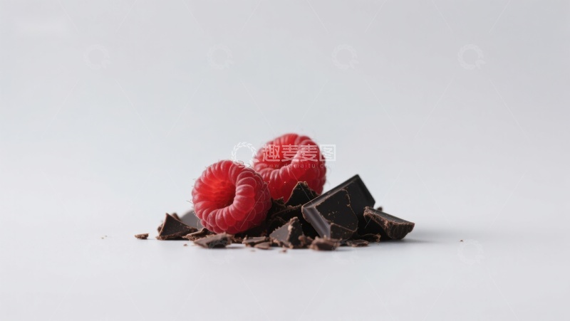 高清大图下载【趣麦麦图】巧克力碎片与新鲜覆盆子