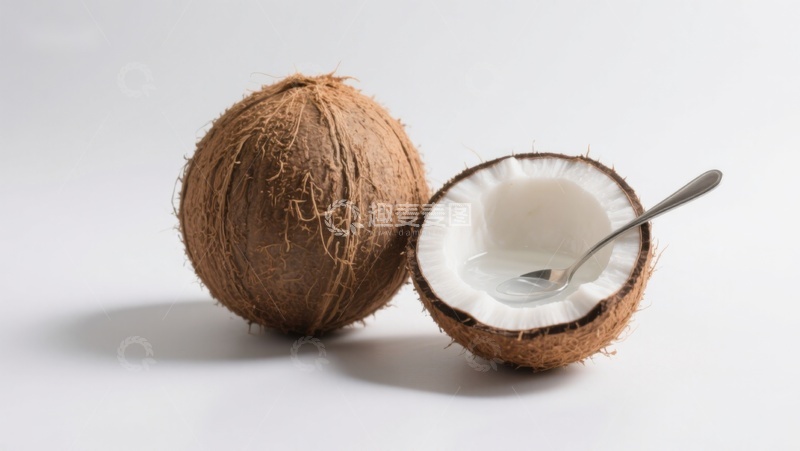 高清大图下载【趣麦麦图】椰子与勺子：清新自然的健康美味