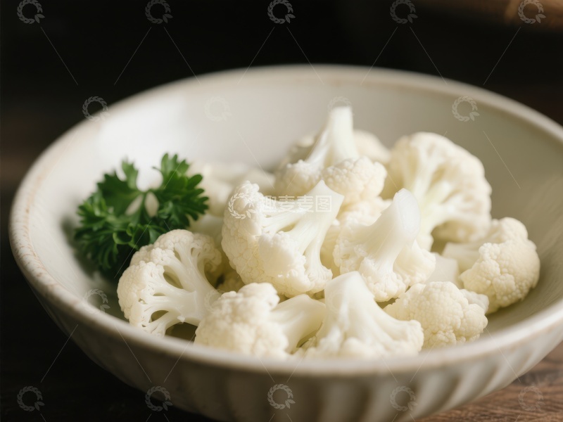 高清大图下载【趣麦麦图】新鲜花椰菜盛于白色碗中