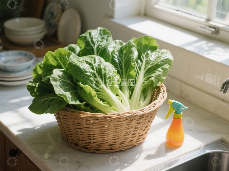 高清大图下载【趣麦麦图】厨房窗边的青菜篮