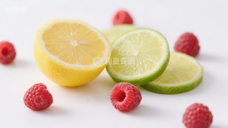 高清大图下载【趣麦麦图】柠檬青柠与覆盆子的清新组合
