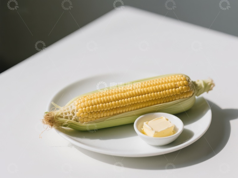 高清大图下载【趣麦麦图】新鲜玉米配黄油，简约美食