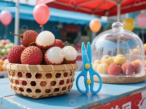 新鲜荔枝与水果展示