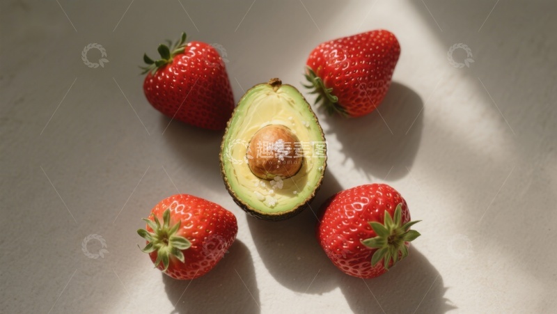 高清大图下载【趣麦麦图】新鲜草莓与牛油果的组合