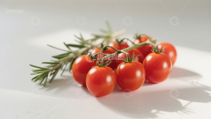 高清大图下载【趣麦麦图】新鲜樱桃番茄与迷迭香枝