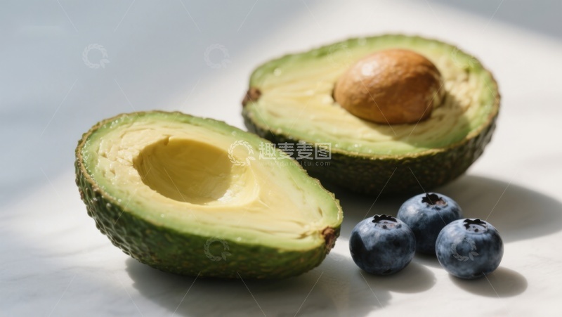 高清大图下载【趣麦麦图】切开的牛油果与蓝莓
