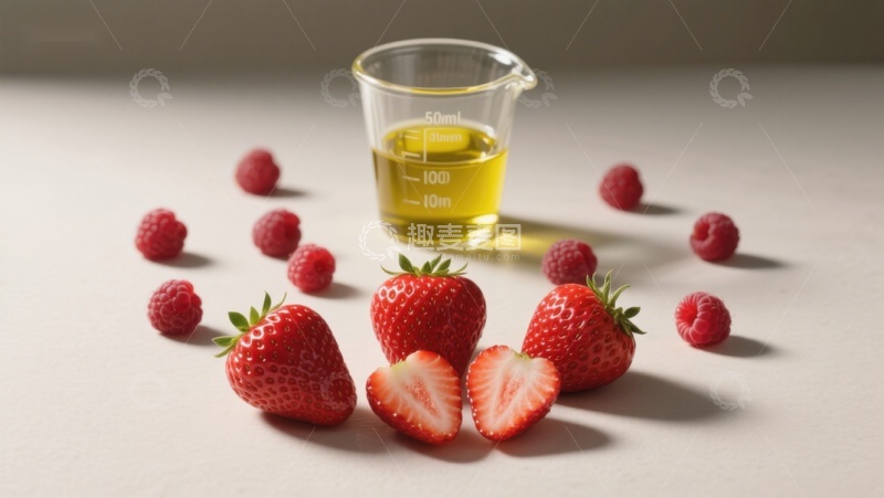 高清大图下载【趣麦麦图】草莓与量杯中的液体