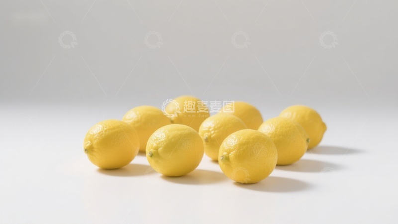 高清大图下载【趣麦麦图】明亮背景上的黄色柠檬群