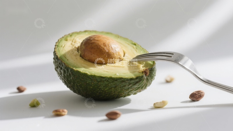 高清大图下载【趣麦麦图】叉子插入半个牛油果